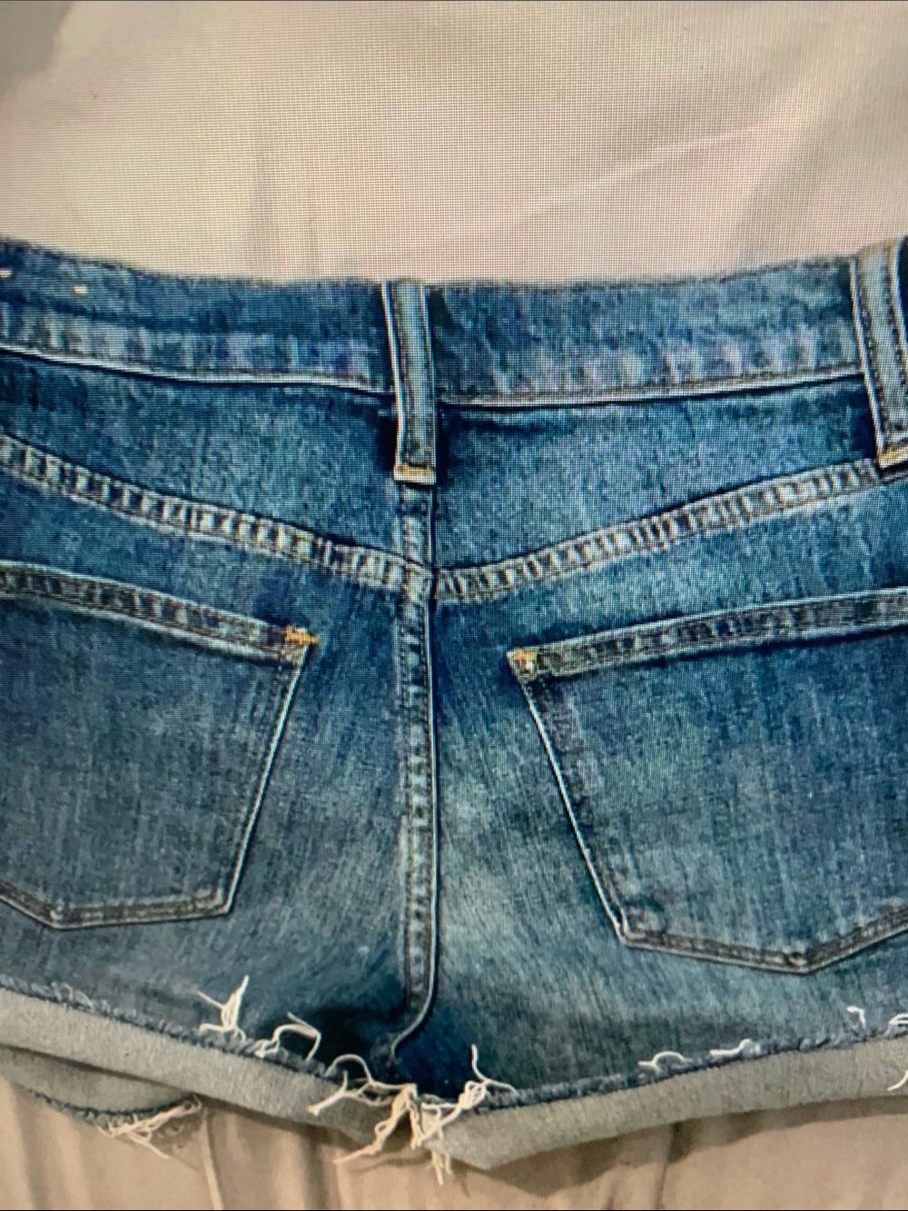 Madewell Blue Rolled Hem Distressed Denim Shorts - Picture 2 of 4